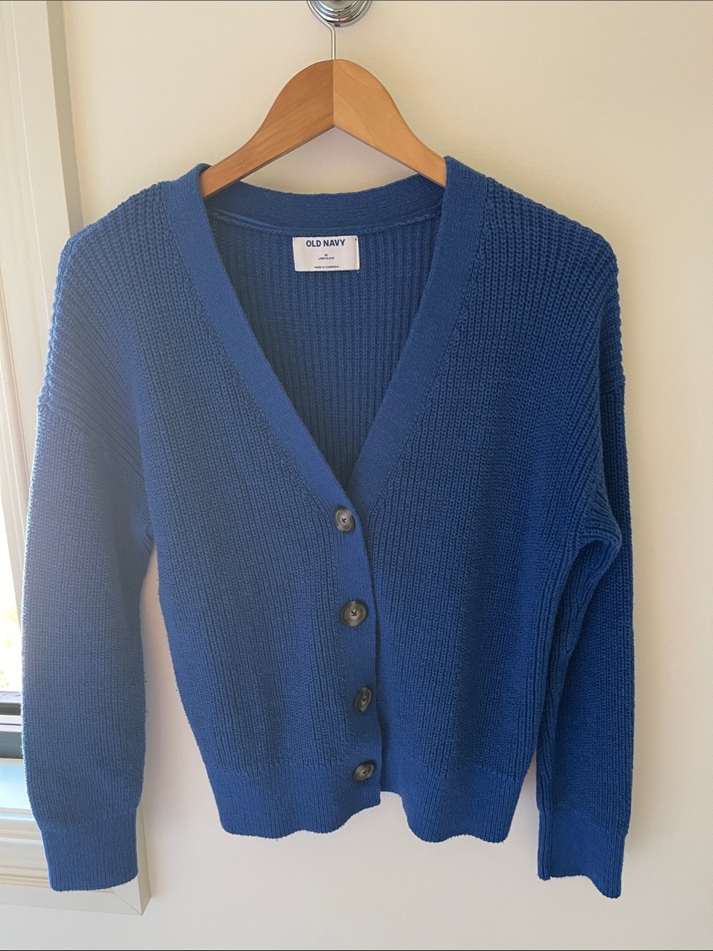Old Navy Royal Blue V-Neck Button-Up Knit Cardigan